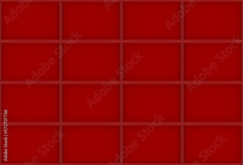 3d rendering. normal red square grid art tile pattern design wall texture background.