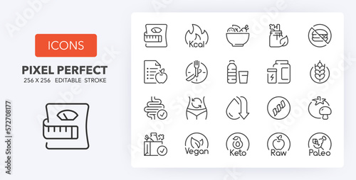 diets line icons 256 x 256