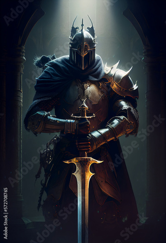 A knight guardian's holding a sword - Illustration