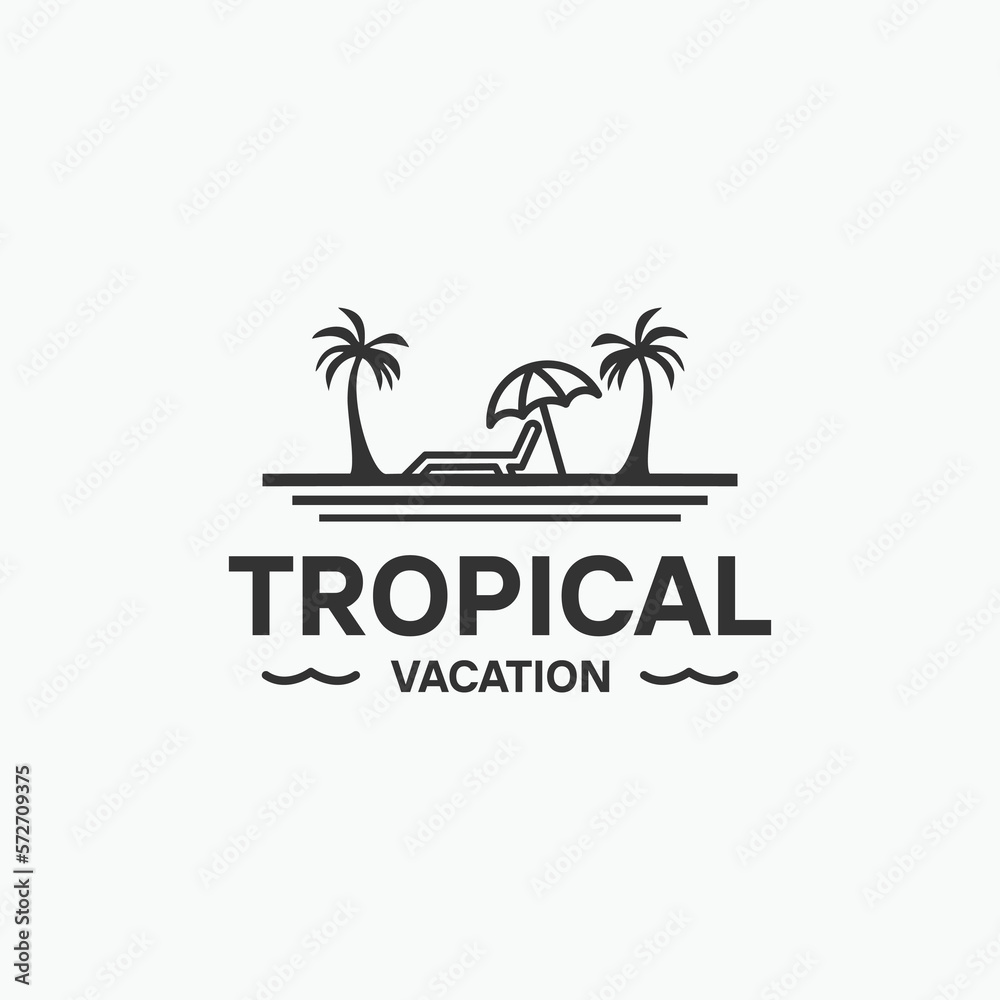 tropical beach vacation logo design