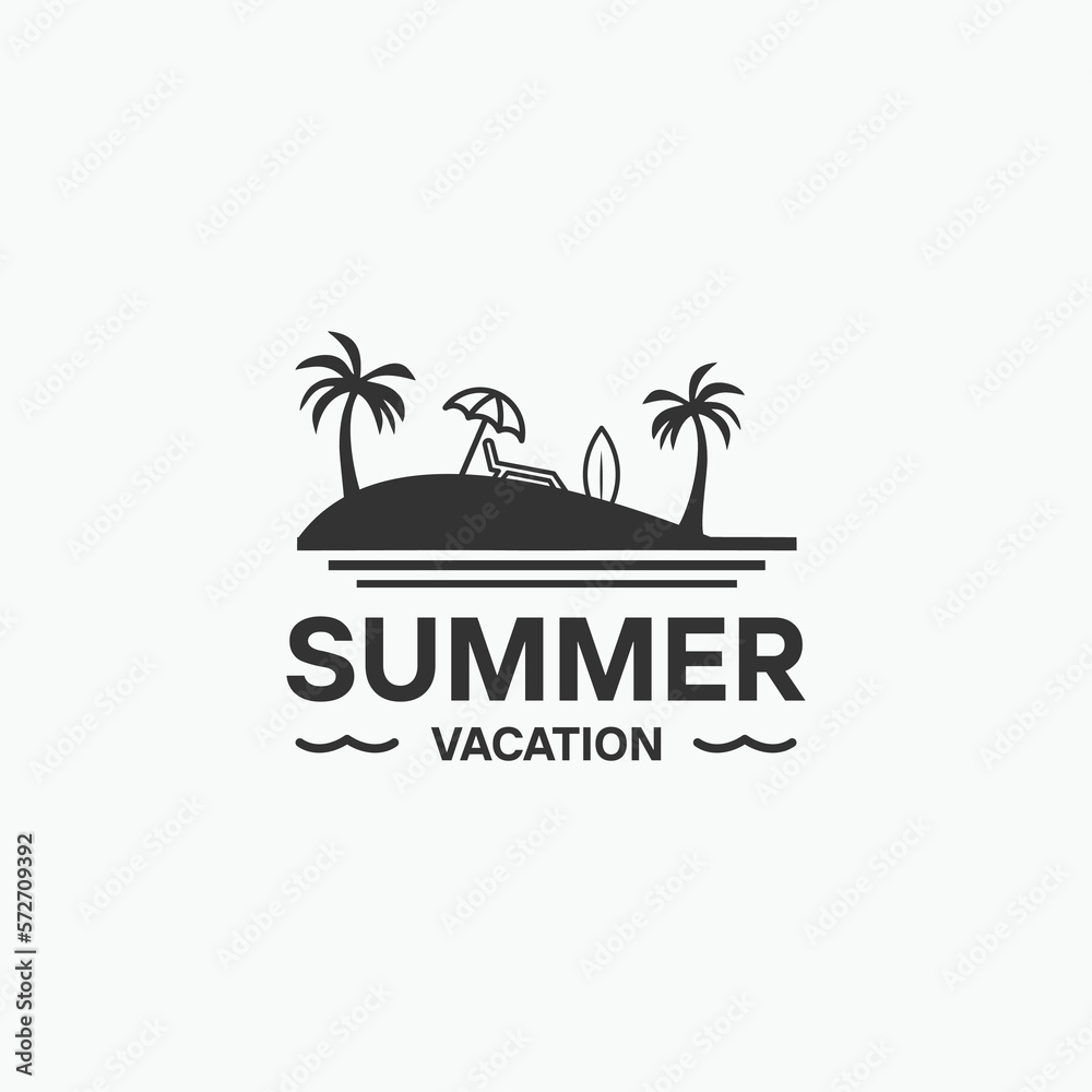 summer beach vacation logo design