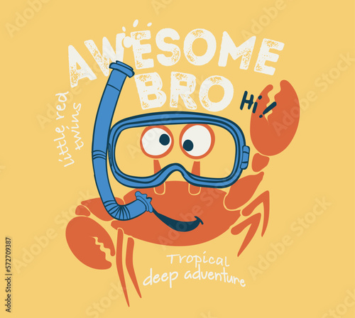 vector comic crab beach rescue illustration