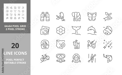 ecotourism 64px and 256px editable vector set