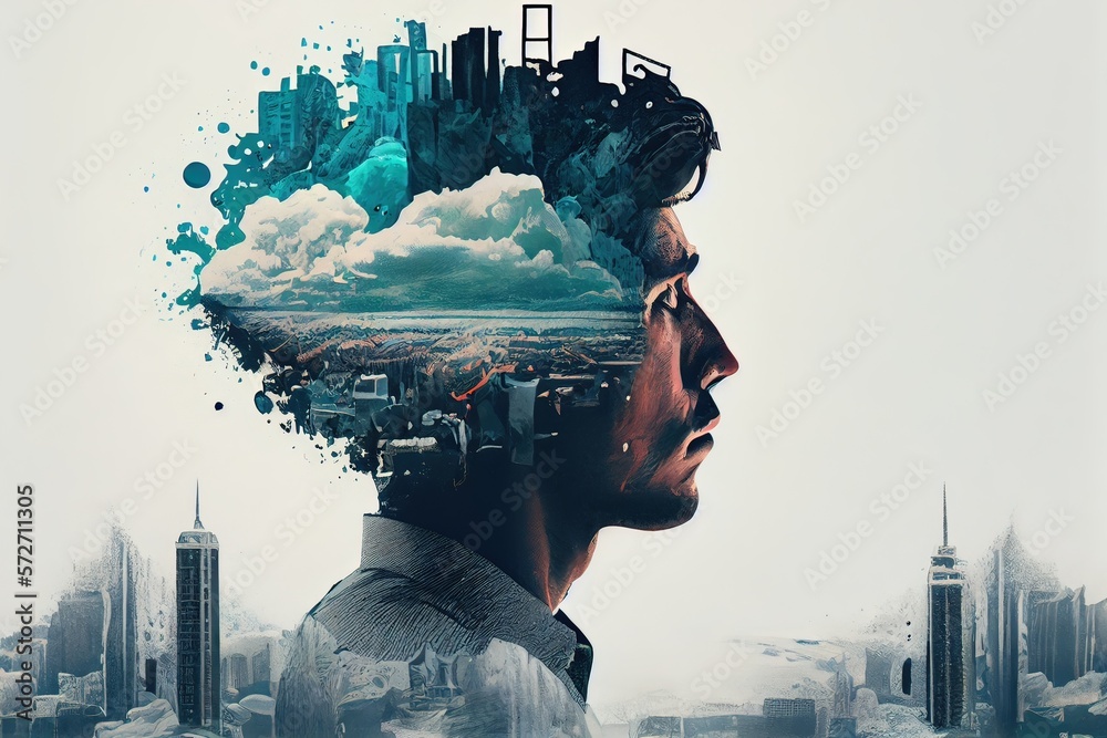 Generative AI illustration of a mind in flux, a surreal digital artwork ...