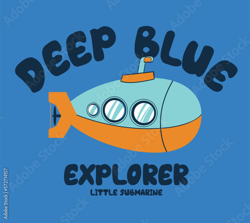 submarine and deep life of kids print