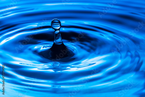 macro water drop,water drop splash in a glass blue colored