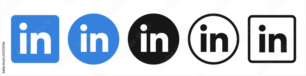 Linkedin icons set, isolated. Vector social media logo. LinkedIn ...