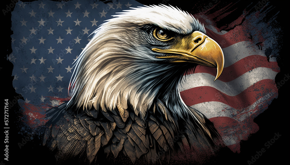 USA flag with Eagle, Patriotic background, Generative ai Stock Illustration  | Adobe Stock