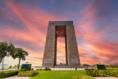 The Canakkale Martyrs Memorial is a war memorial commemorating the service of about Turkish soldiers who participated at the Battle of Gallipoli. photo
