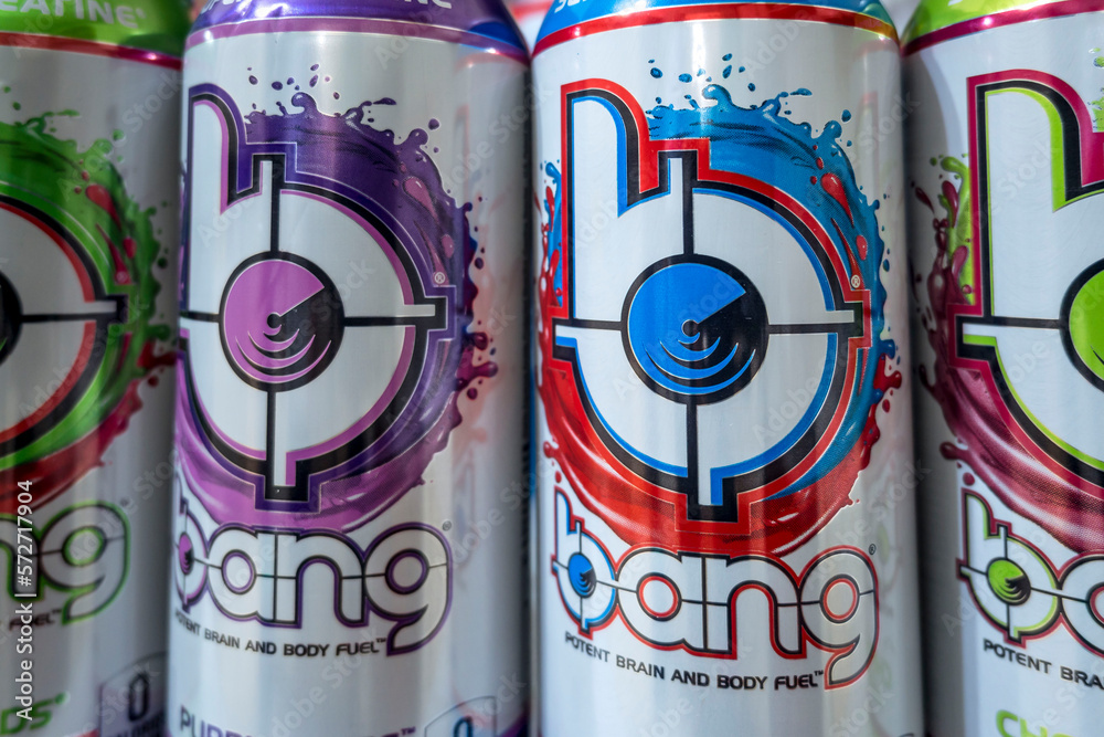 Different flavors of Bang energy drink with creatine in 16 oz cans