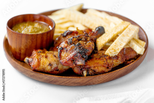 grilled chicken wings with vegetables