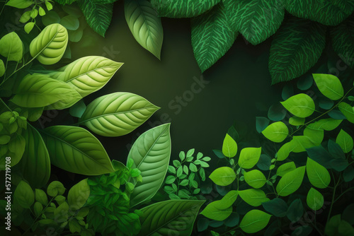 Natural green leaf, Fresh green tree leaves under sunlight Generative AI