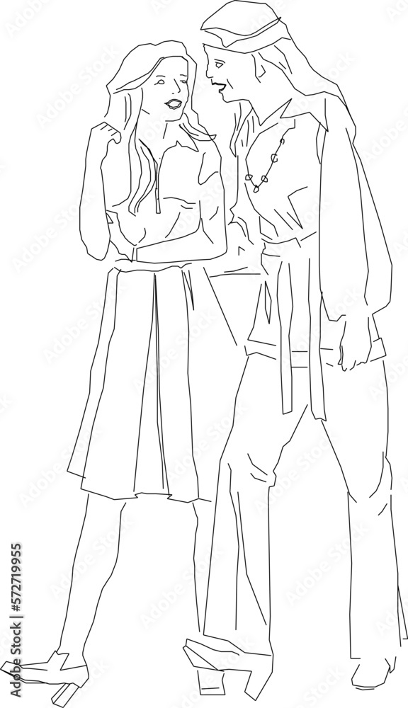  Sketch vector illustration of female best friend couple