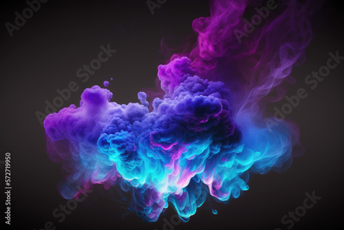 multicolor smoke on black background. Generative AI