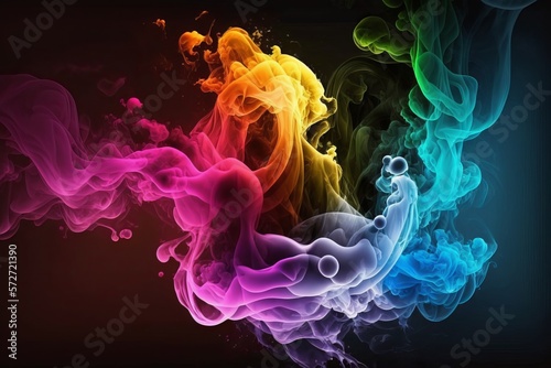 A Screen of Mystery: An Abstract Background of Colorful Smoke and Fog - Generative AI
