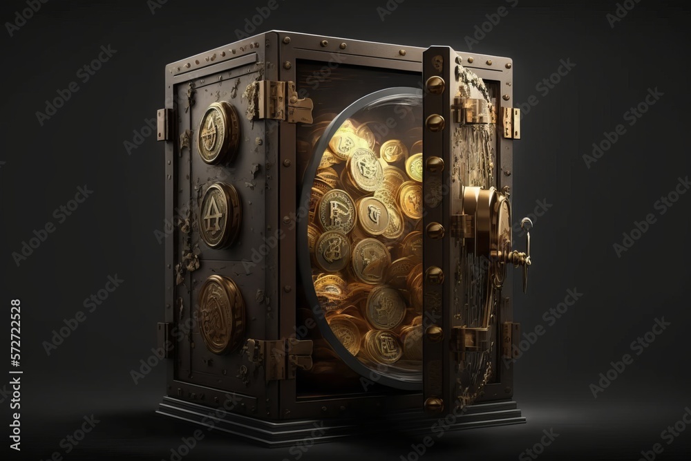 Safe Haven: A Picture of Gold Coins Locked Away in Safety - Generative AI