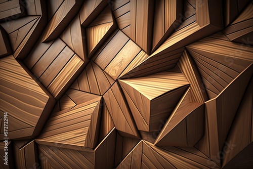 Create a modern look with a wooden isometric background - Generative AI