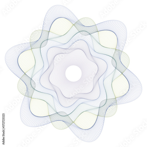 Watermark. Guilloche rosette element. Digital watermark for Security Papers. It can be used as a protective layer for certificate, voucher, banknote, play money design, currency, note, check, ticket,  photo