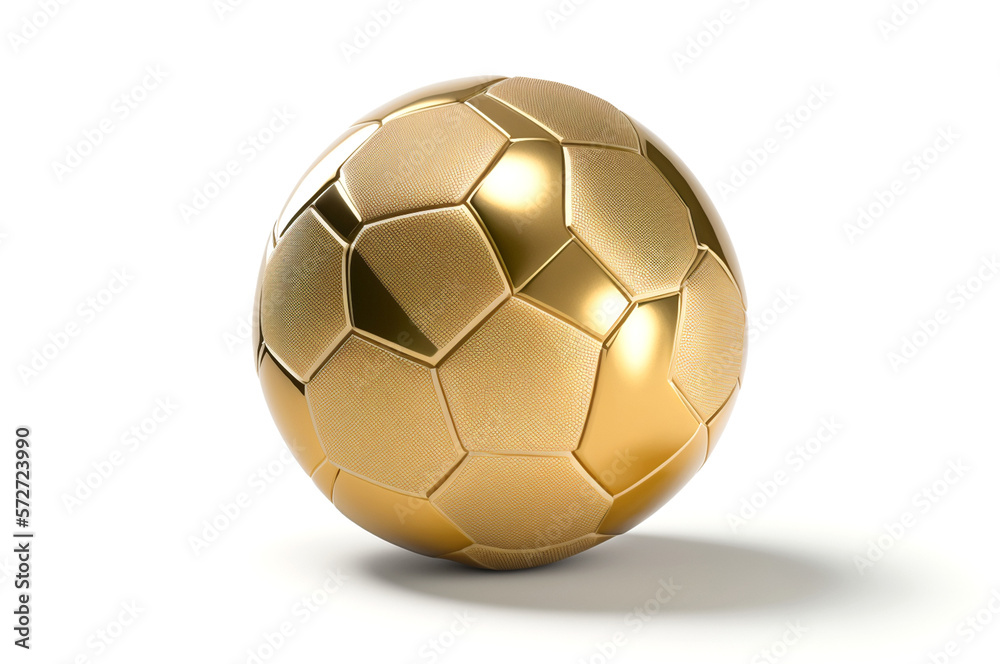 golden soccer ball isolated in white, Generative AI golden soccer ball isolated in white, Generative AI