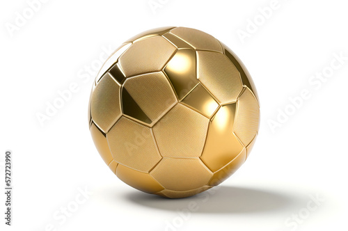 golden soccer ball isolated in white  Generative AI