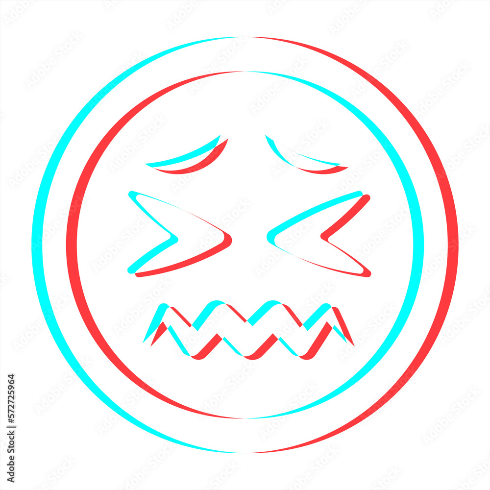 Cartoon smile emoticon symbol, icon in 3d effect with blue and red color Cartoon smile emoticon symbol, icon in 3d effect with blue and red color