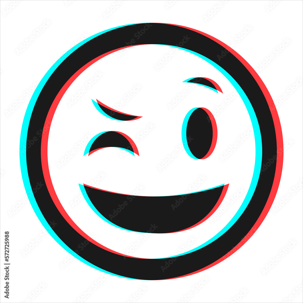 Fototapeta premium Cartoon smile emoticon symbol, icon in 3d effect with blue and red color