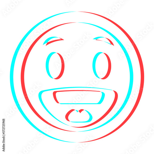Cartoon smile emoticon symbol, icon in 3d effect with blue and red color
