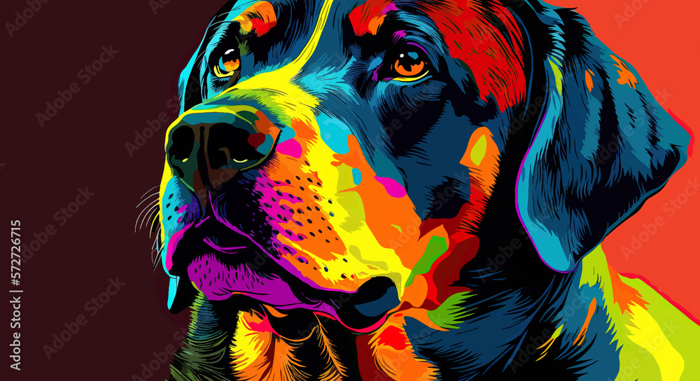 Rottweiler Pop Art Colorful - Generative AI