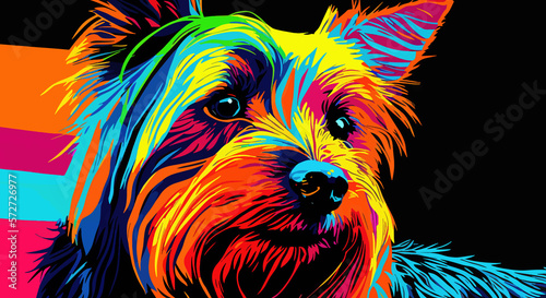 Yorkshire Terrier Pop Art Colorful - Generative AI