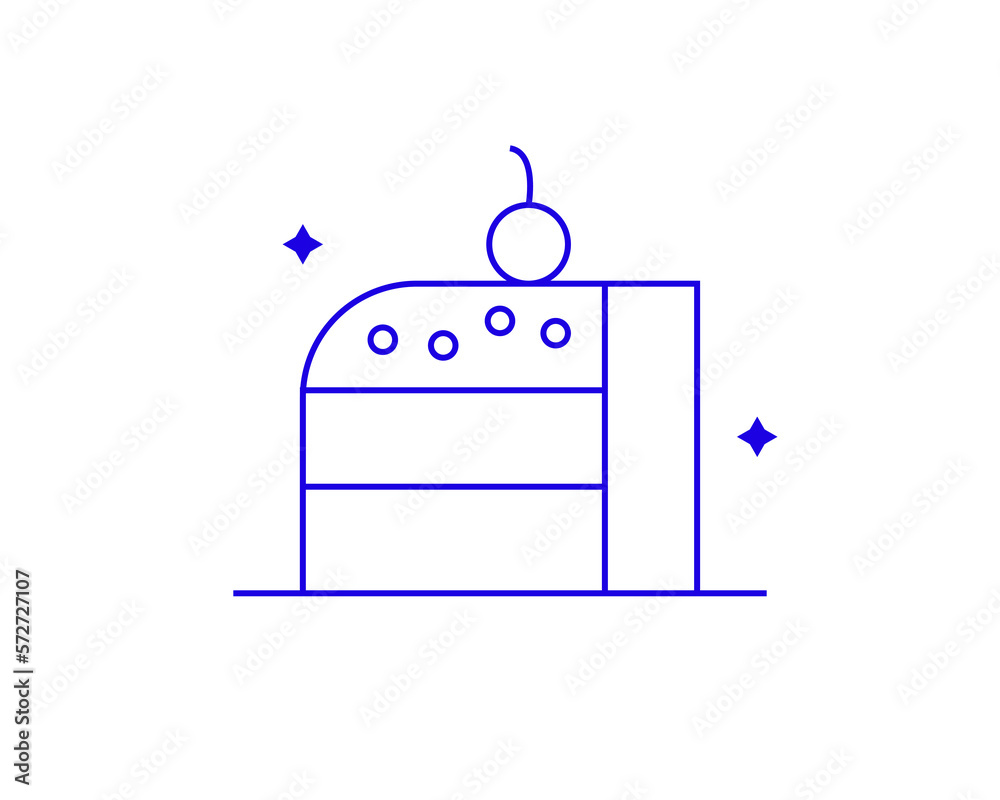 Isolated Geometric sweets illustration. Vector cake with symbols icon in flat design art. Trend blue color Isolated Geometric sweets illustration. Vector cake with symbols icon in flat design art. Trend blue color