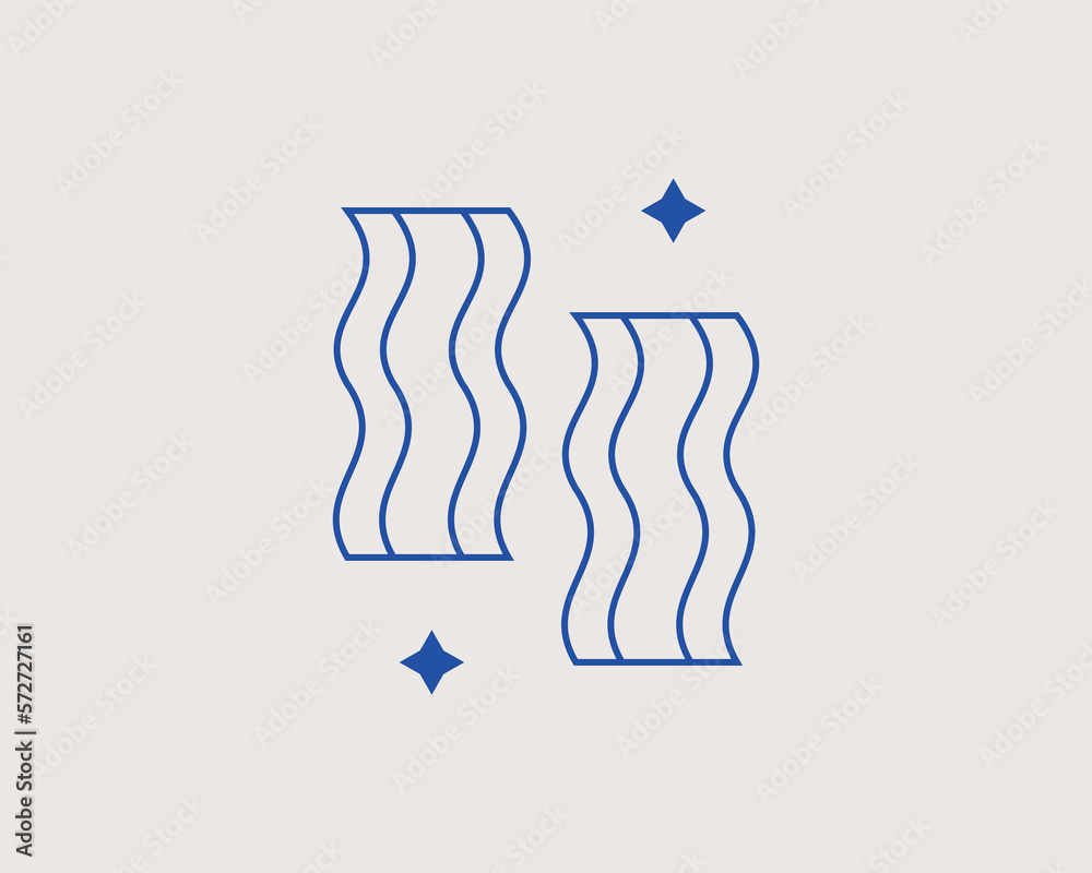 Geometric pork with symbols illustration. Vector meat food icon in flat design art. Trend blue color Geometric pork with symbols illustration. Vector meat food icon in flat design art. Trend blue color