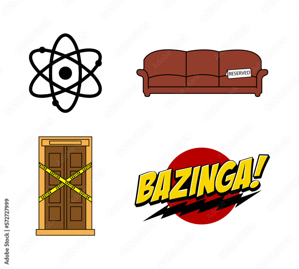 The Big Bang Theory set of icons series related Stock Vector | Adobe Stock