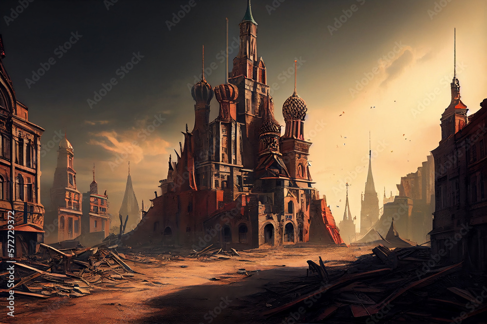 Naklejka premium Zerstörte Kathedrale nach dem 3. Weltkrieg