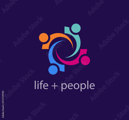 Introversion life and people, solidarity idea logo. Corporate healthcare company logo template. vector