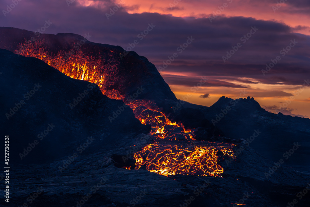 Fagradalsfjall volcano in the evening