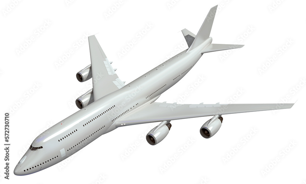 Aircraft 3D rendering airplane on white background