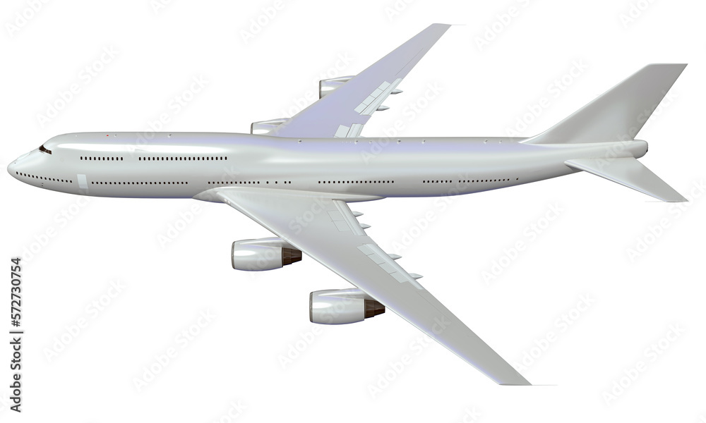 Aircraft 3D rendering airplane on white background