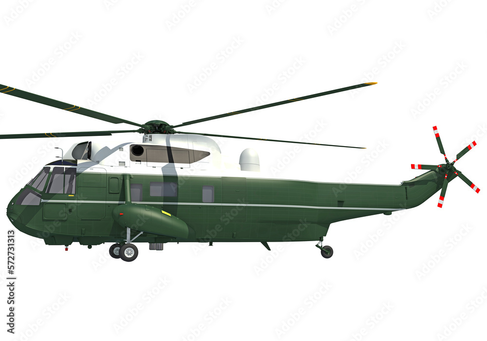 Fototapeta premium Helicopter 3D rendering on white background