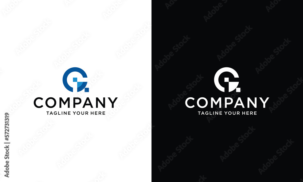 Initial Letter Q logo Connected circle symbol on a black and white background. Initial Letter Q logo Connected circle symbol on a black and white background.