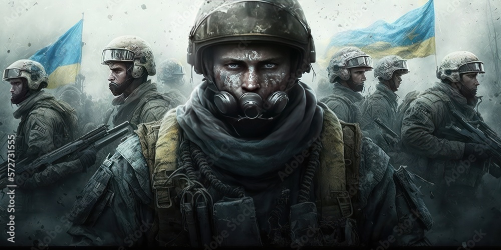 Army of Ukraine. Beautiful colorful illustration. Generative AI