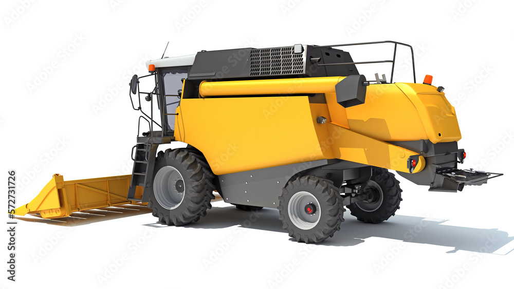 Fototapeta premium Farm Combine Harvester 3D rendering on white background