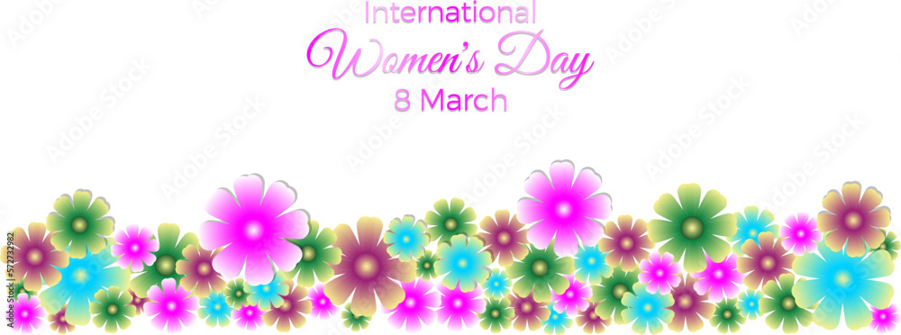 background with the theme of international women's day, background with white empty space, ornament with colorful flowers.