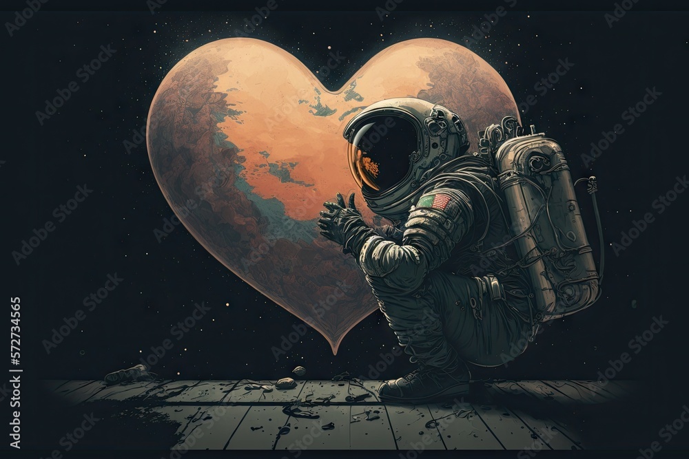 astronaut with heart