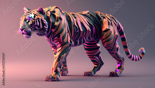 3d colorful tiger created with generative AI technology © Neuroshock