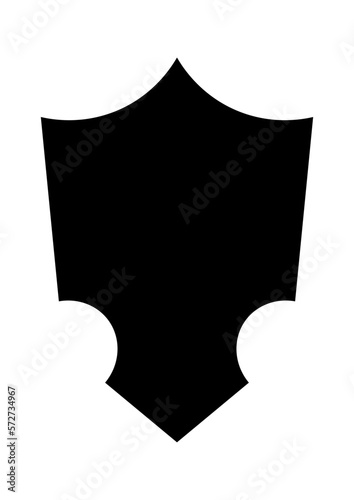 Police shield black shape. Heraldic shields blank emblems. Security vector labels.