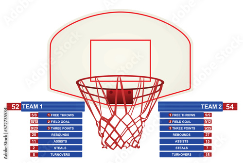 Basketball field statistics. vector illustration