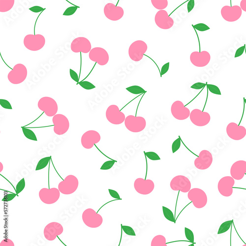 Seamless pattern pink Cherry vector illustration
