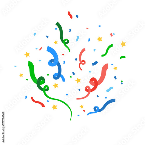 Bright multicolored confetti. Illustration on transparent background