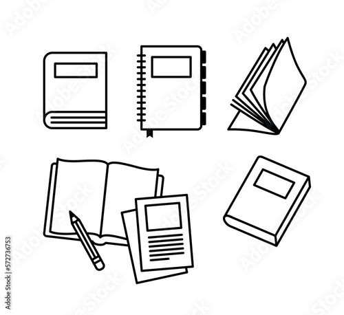 Set of school icons (books, homework, pages) in vector (ID: 572736753)