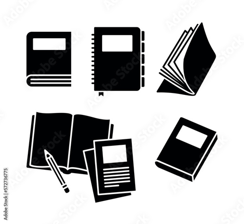 Set of school icons (books, homework, pages) in vector (ID: 572736775)